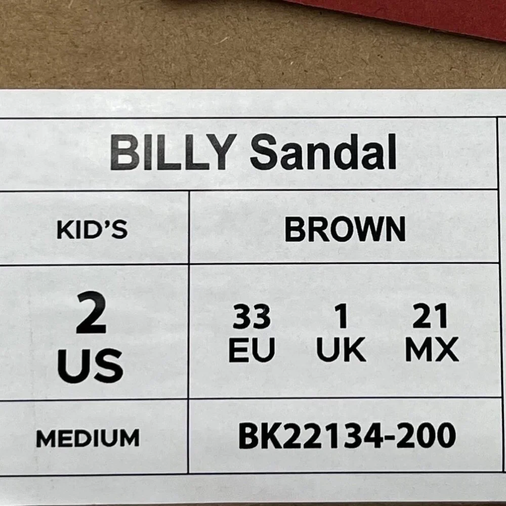 BILLY Youth Boys Girls‎ Slip-on Sandal Size 2Y Brown Fisherman Full-Zip Closure